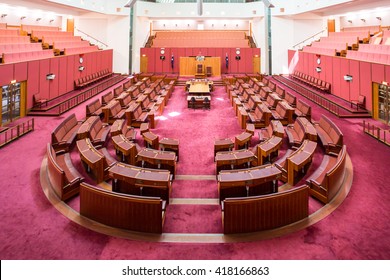 CANBERRA, AUSTRALIA - MAR 25, 2016: Interior View Of  The Australian Senate In Parliament House, Canberra, Australia