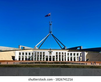 Canberra, Australia-04/10/2020: A Picture Of The Australian Flag From The Parliament House In Canberra