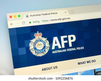 Canberra, Austrelia - May 16, 2018: Official Homepage Of The Australian Federal Police (AFP), The Principal Federal Law Enforcement Agency Of The Australian Government.