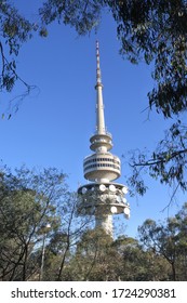 CANBERRA - FEB 23 2019:Telstra Tower a telecommunications tower and lookout, situated on the summit of Black Mountain in Australia's capital city of Canberra.