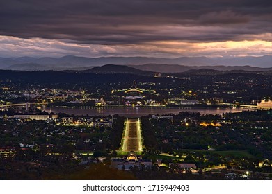 Canberra At Night From Mount Ainslie Lookout