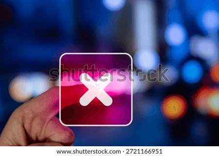 Cancel Cross Icon Button Tapped By Finger, Concepf Of Rejection, Deny Decision, Order Cancellation, Failed Request And Transaction Warning In App