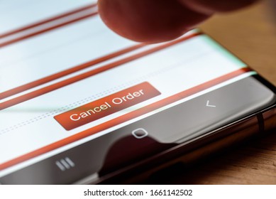cancel order text button on smart phone screen