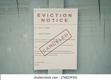 Canceled Foreclosed or eviction notice on a main door with blurred details of a house with vintage filter - Shutterstock ID 1768239101