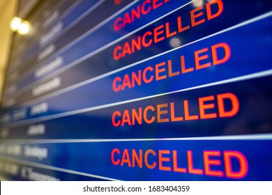 Cancelled Flights At Airport Due To The Coronavirus 