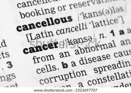 Cancer Dictionary Definition single word with soft focus