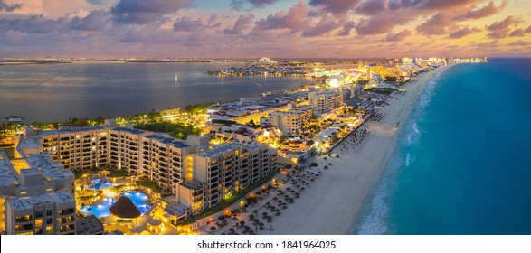 Cancun Beach During Brilliant Sunset