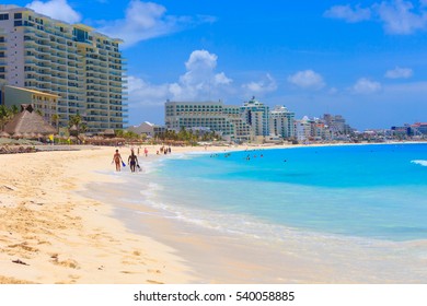 Cancun Beach Resort Area In Mexico Caribbean Sea