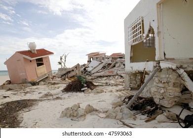 Cancun Caribbean Houses After Hurricane Storm Crash Disaster