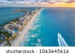 Cancun coast with sun