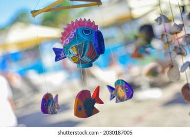 CANCUN, MEXICO 24 AUGUST 2021: Souvenir Caribbean Fish Dream Catcher, Image With Selective Focus