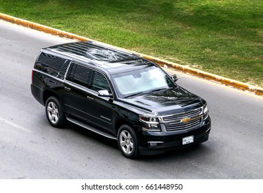 CANCUN, MEXICO - JUNE 3, 2017: Motor Car Chevrolet Suburban In The City Street.