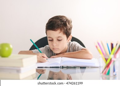 Candid Portrait Boy Doing His Homework Stock Photo 474261196 | Shutterstock