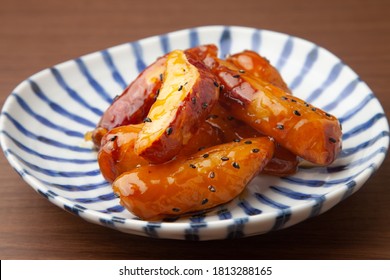 the candied sweet potatoes on a plate
