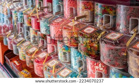 Candies and sweets inside a store. 
