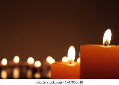 Candle Black Background Of Mourning Funeral Moment Of Silence