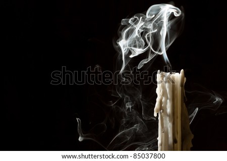 Candle blow off with smoke