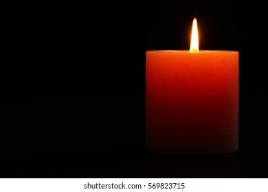 Candle Burning Brightly Black Background Stock Photo 569823715 ...