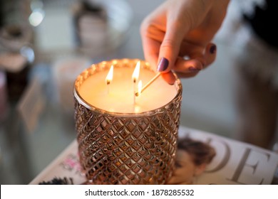 Candle burning, Detail of candle flames alight, lights from candles burning up close, flame burn candle lighting elegant details