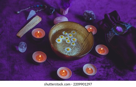 Candle Burns On The Altar, Candles Magic, Clean Aura And Negative Energy, Wicca Concept