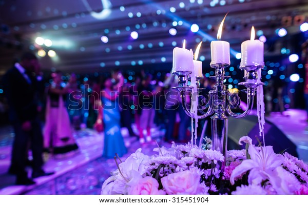 Candle at the event or\
wedding party with