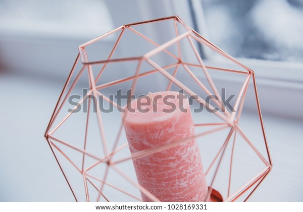 Candle Frame Copper Wire Home Decor Stock Photo Edit Now 1028169331