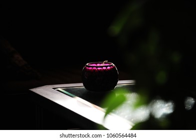 Candle on table