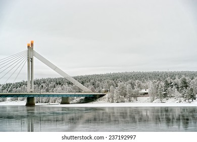 Candle Of Rafts Man Bridge In Rovaniemi