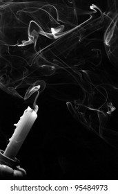 candle smoke black-white