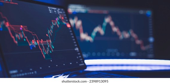 Candle stick graph chart of stock market investment trading. Selective focus. - Powered by Shutterstock