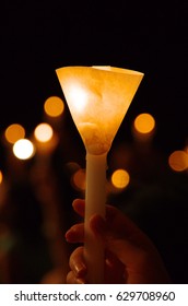 Candlelight Vigil With Shallow Depth Of Field