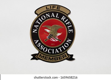 Candler, North Carolina - 29 February 2020: National Rifle Association Life Member sticker for display on a vehicle or other location