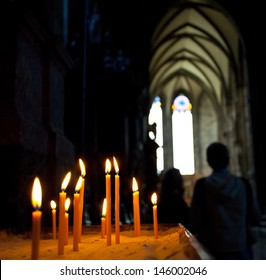 Candles In The Catholic Church, Shallow Depth Of Field