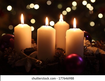 Candles with christmas decoration