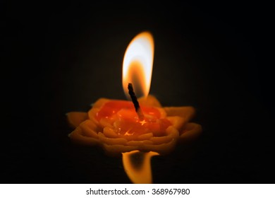 Candles Flower Floating On A Water