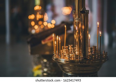 Candles Light, candles in the Orthodox Church in Hamburg, Germany