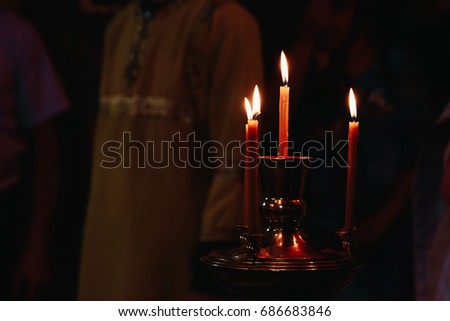 The candles in Russian orthodox Church