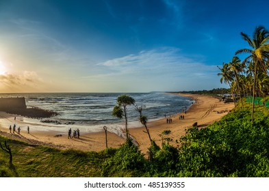 Candolim Beach At Sunset. It Is One Of The Best Beaches In Goa