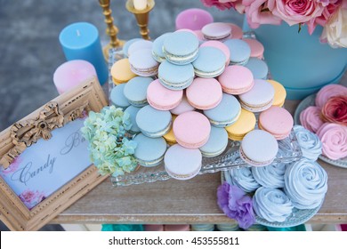 Candy bar. Table with sweets, candies, dessert