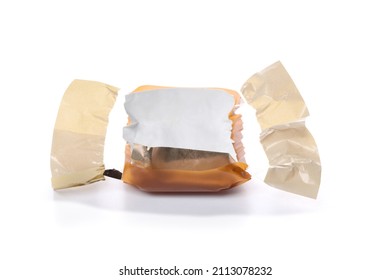 Candy Brown Wrapper Empty And Open Isolated On White Background With Copy Space For Your Text
