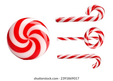 Candy cane collection isolated white background