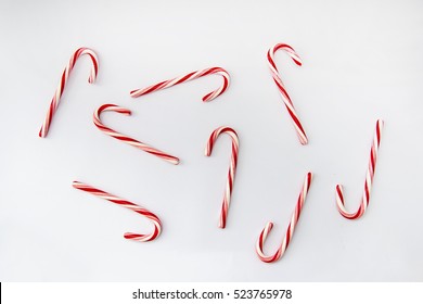 Candy Canes On White Background