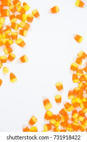 Candy Corn Frame On White Background