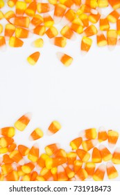 Candy Corn Frame On White Background