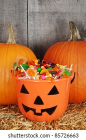 Candy Filled Halloween Pumpkin Bucket