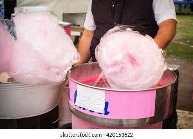 Candy floss machine with pink candyfloss