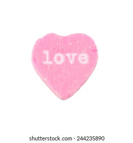 Candy Heart Love. Pink Candy Heart With The Word 