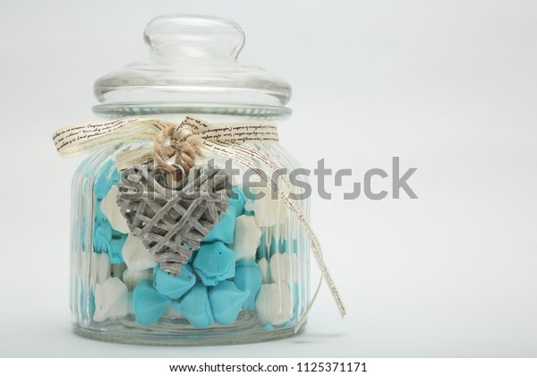 Candy Jar Meringues Candies Withe Blue Stock Photo Edit Now