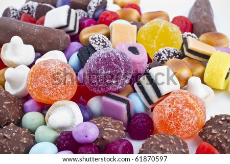 Candy Mountain over white background.