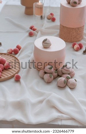 Candy peaches on modern stylish designed desert table Stock photo © 